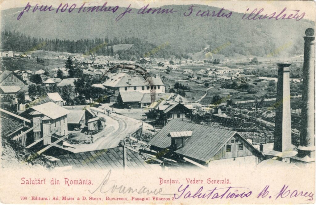 Bușteni – Vedere generală, carte poștală circulată (1903)