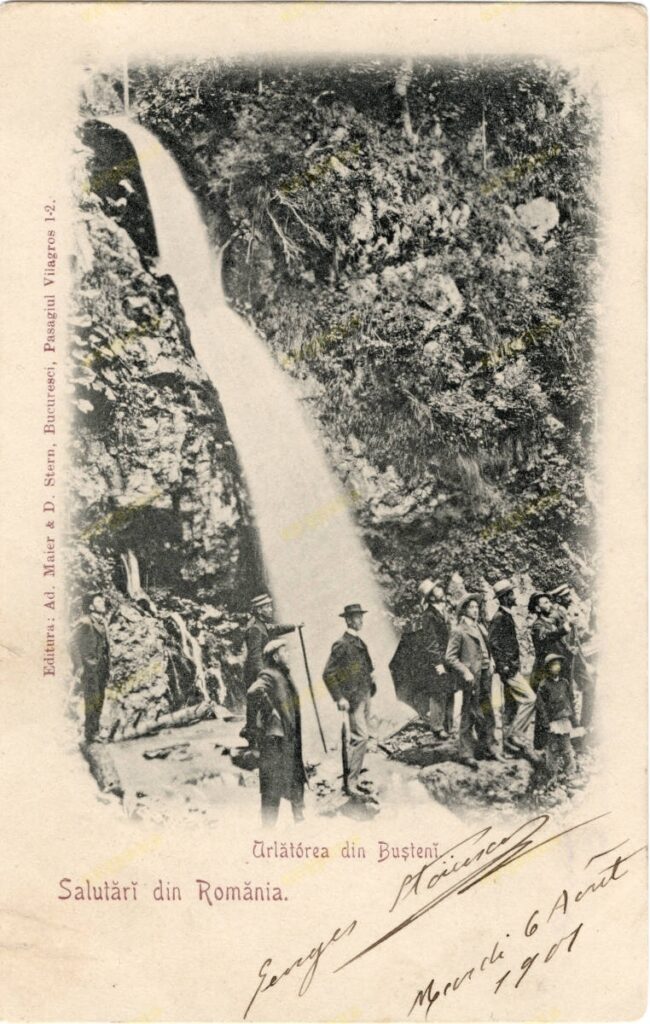 Cascada Urlătoarea din Bușteni, carte poștală circulată, 1901