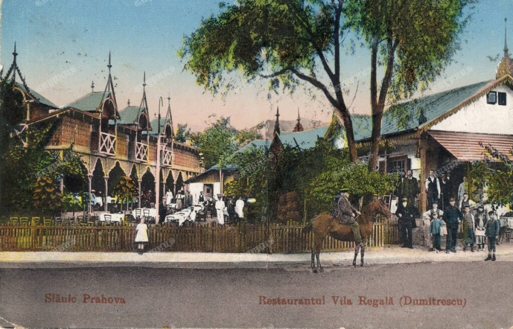 Slănic Prahova – Restaurantul „Vila Regală” (Dumitrescu), circulată 1917