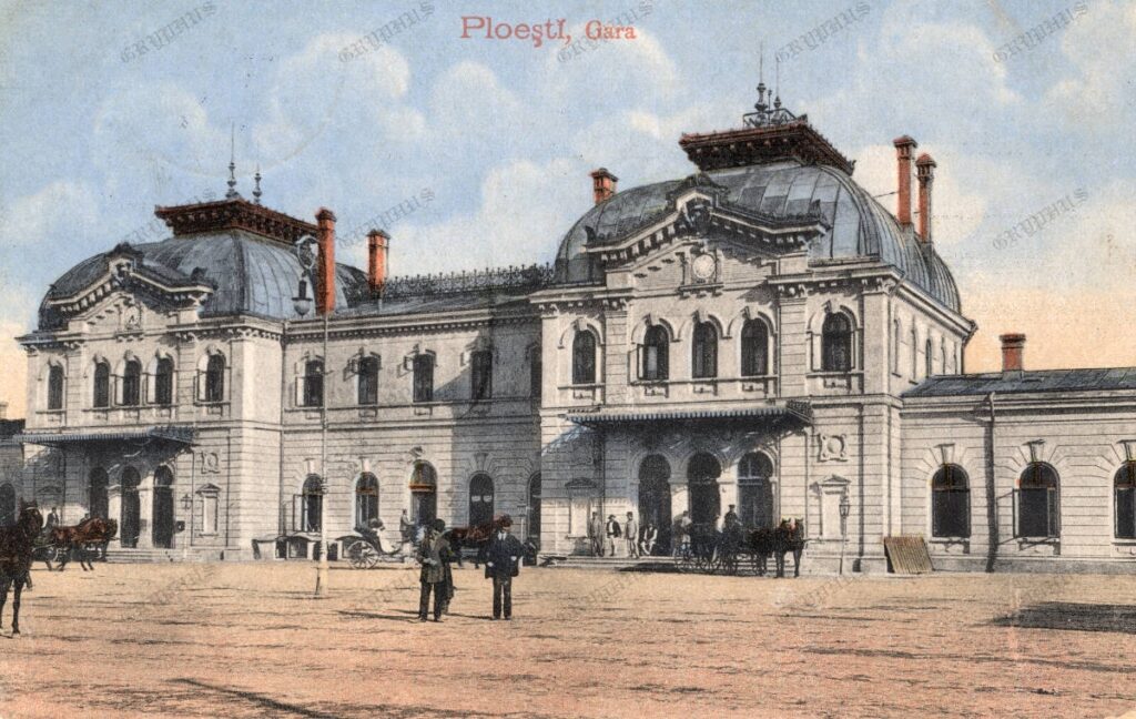 Ploești – Gara, carte poștală ilustrată circulată, 1917