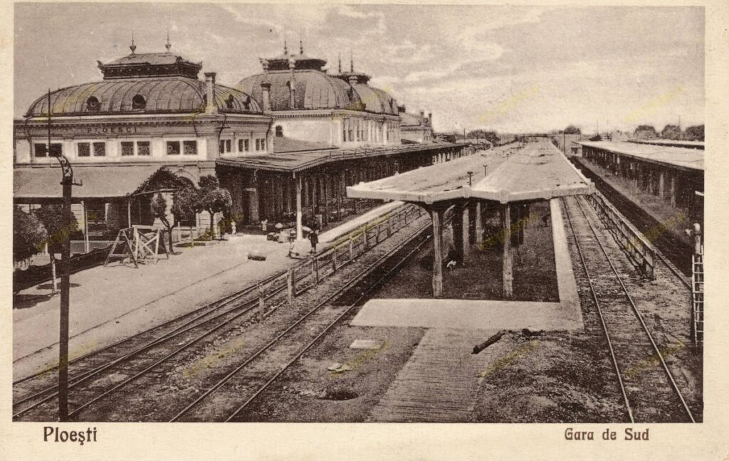 Gara de Sud din Ploiești (Ploești), carte poștală tipărită în 1931, necirculată