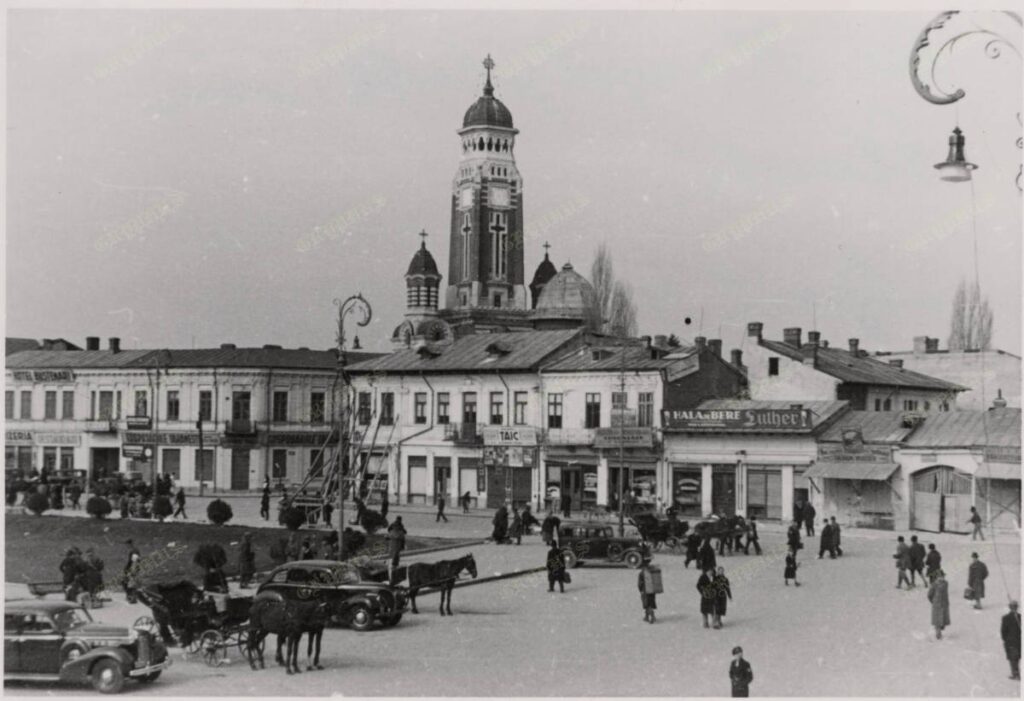 Scenă urbană în Ploiești, 1941 – Catedrala Sf. Ioan Botezătorul în fundal