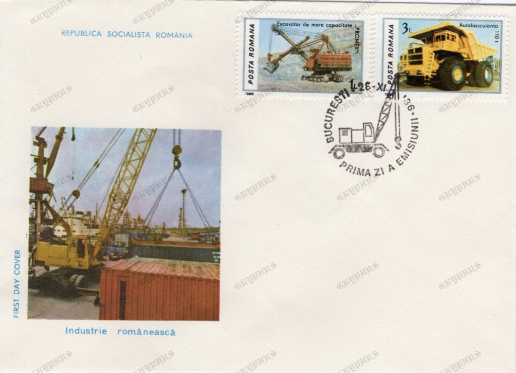 „Industrie românească”, 28 noiembrie 1986 – utilaje grele pentru construcții, FDC