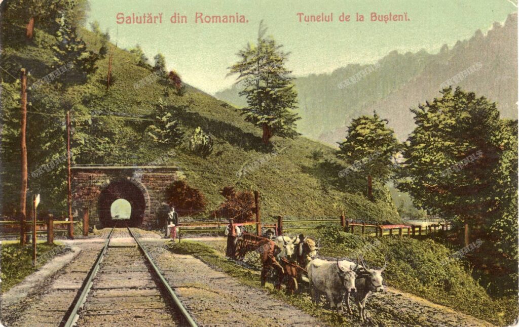 „Salutări din România – Tunelul de la Bușteni”, cca. 1908–1912