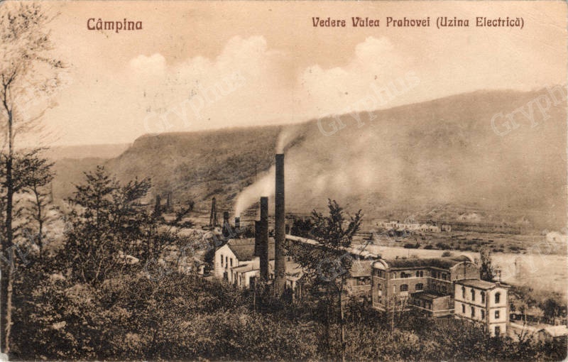 Câmpina – Vedere Valea Prahovei (Uzina Electrică), tipărită 1928, circulată 1929